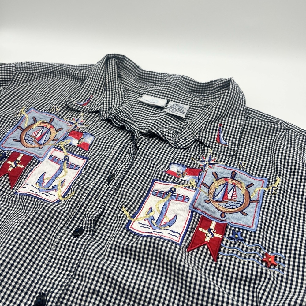 Bobbie Brooks Womens Sz‎ 26W/28W Nautical Ocean Sailing Vintage Shirt Top Mature